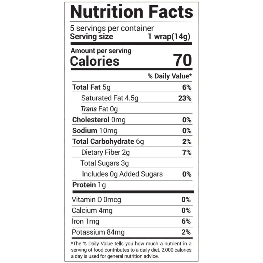 NUCO Original Organic Coconut Wraps Nutrition Facts