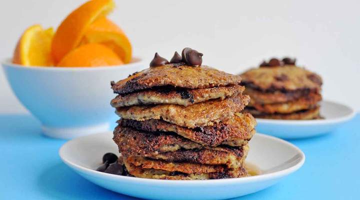 Orange Chocolate Chip Pancakes Pascha Recipe Using 55% Cacao Baking Chips