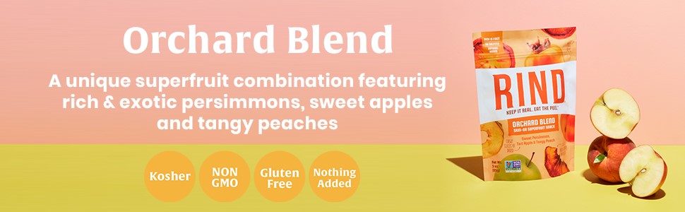 Orchard Blend Superfruit Combination Persimmons Sweet Apple Tangy Peaches Non-GMO Gluten Free Rind Dried Fruit Snack