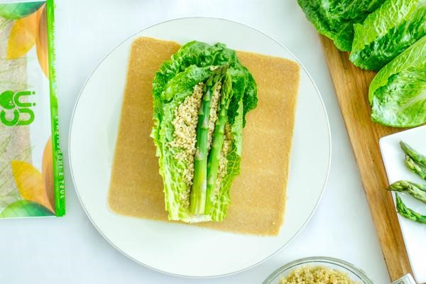 NUCO Original Flavor Organic Coconut Wrap Recipe With Romaine Lettuce Asparagus Quinoa Gluten Free Spring Roll Wrap