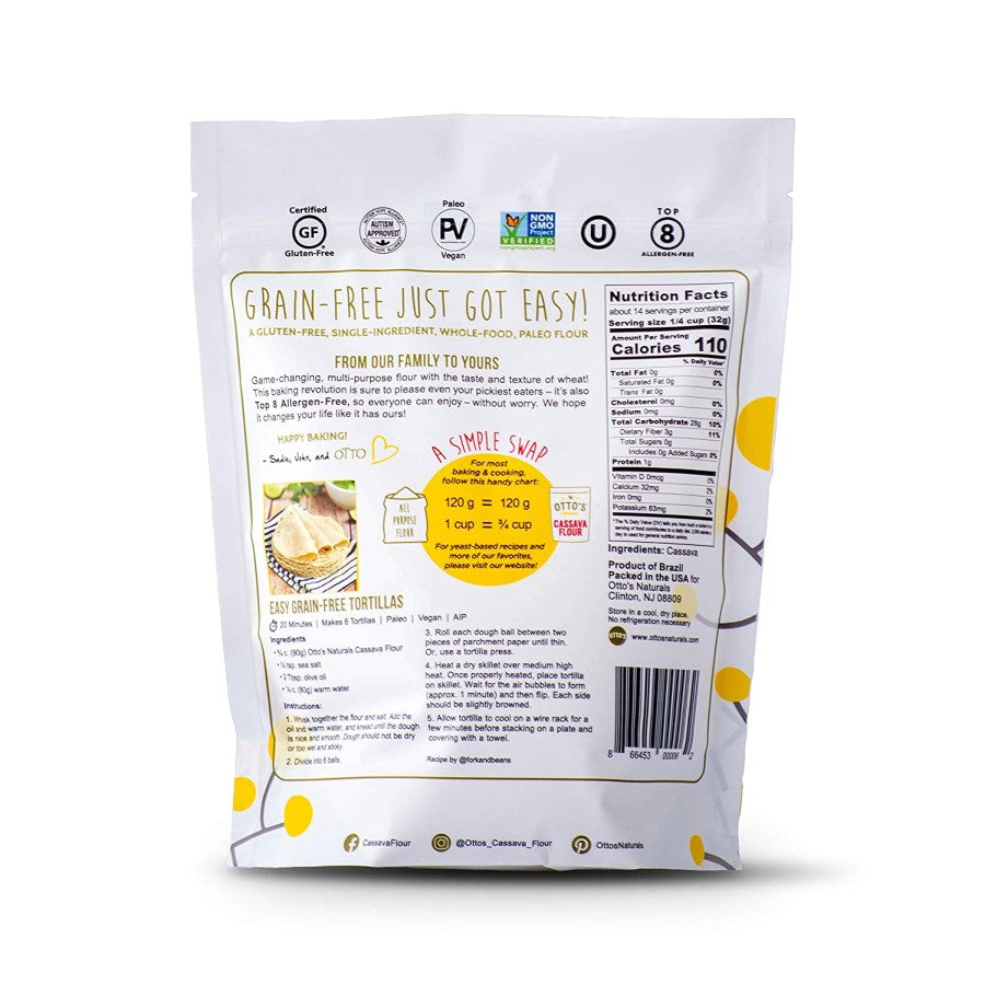Otto's Naturals Grain Free Cassava Flour 16 Ounce Nutrition Facts