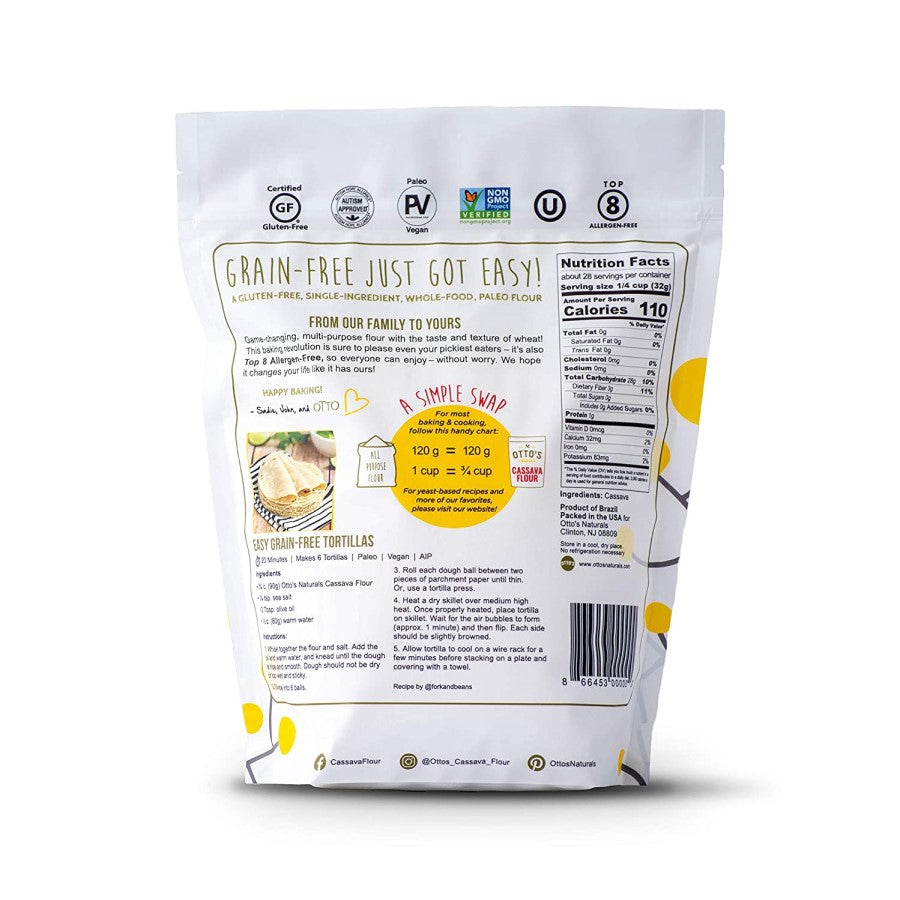 Otto's Naturals Grain Free Cassava Flour 2 Pound Nutrition Facts