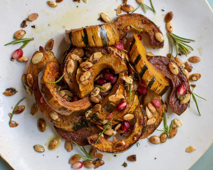Rosemary Garlic Delicata Squash With Sprouted Pumpkin Seeds Go Raw Recipe