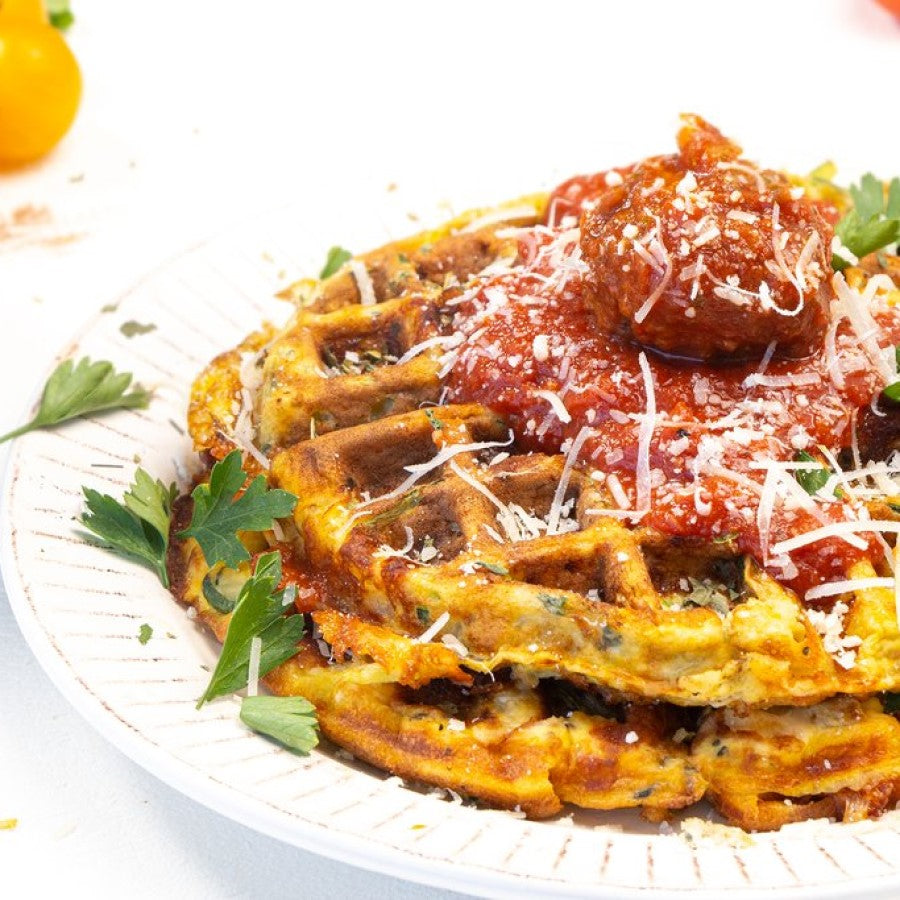 Primal Kitchen Tomato Basil Marinara Sauce Recipe Paleo Spaghetti Waffles Chaffles
