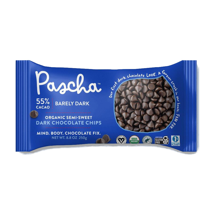 Pascha 55% Cacao Organic Semi-Sweet Vegan Chocolate Chips 8.8oz