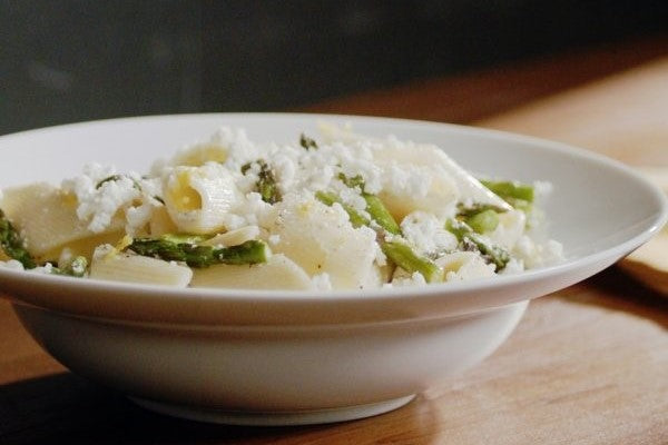 Penne With Roasted Asparagus And Feta Cheese Made With Organic Pasta From Alessi