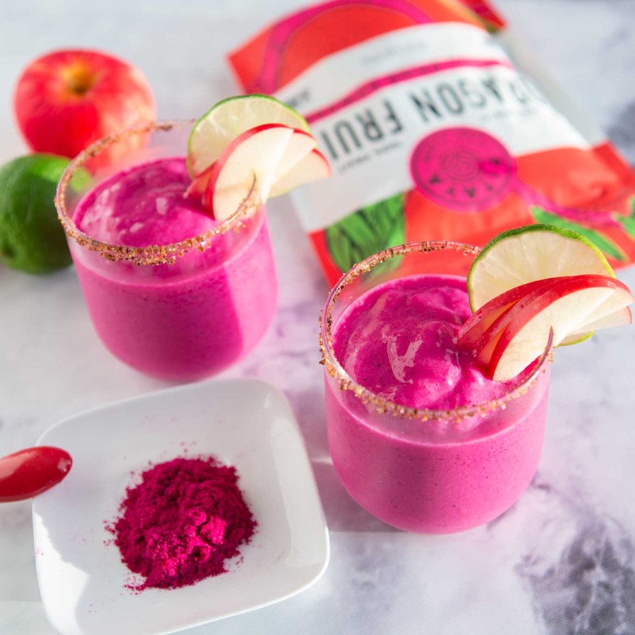 Pink Dragon Fruit Frozen Drinks Made With Pitaya Plus Organic Fruit Powder