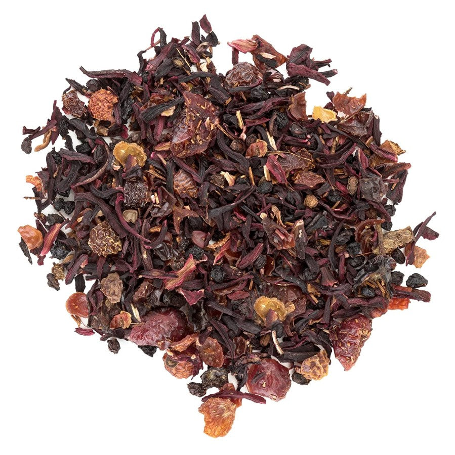 Loose Leaf Organic Tea Rooibos Hibiscus Cranberry Elderberry Rose Hips Red Berry Cooler Pinky Up Caffeine Free