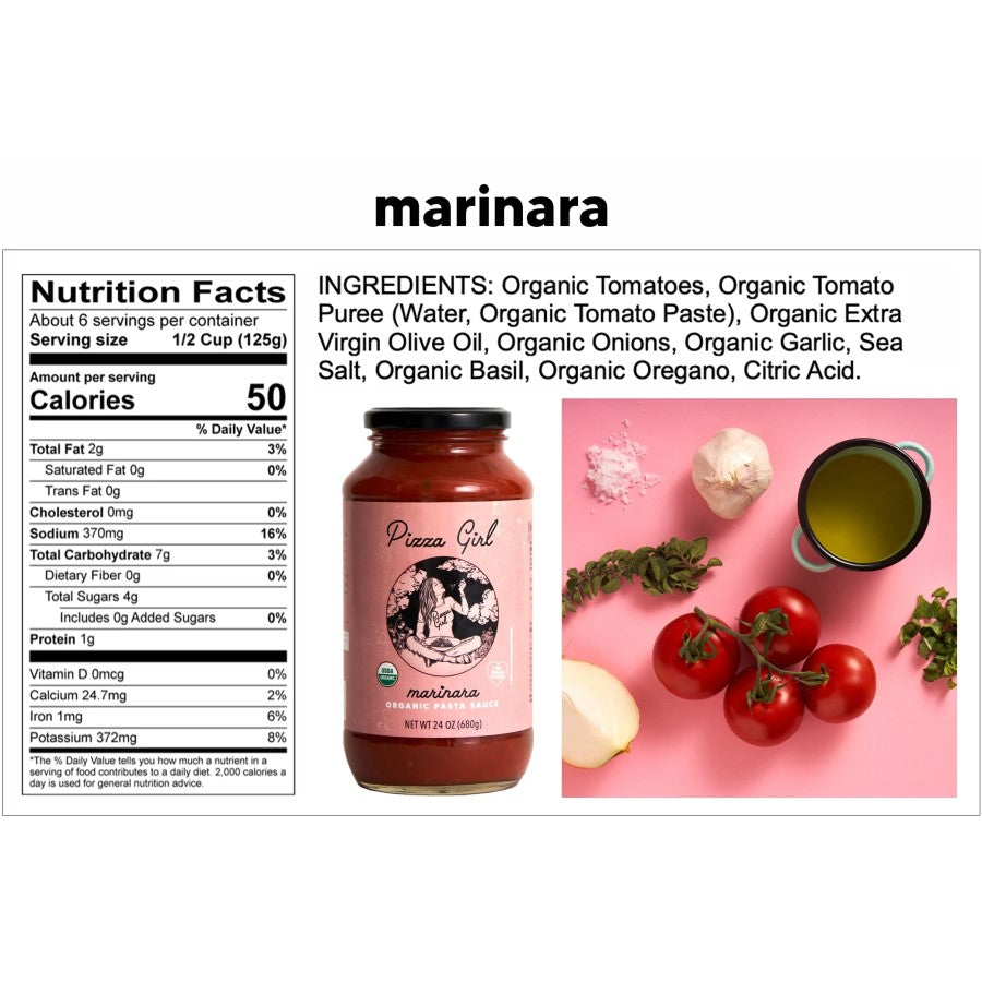 Pizza Girl Organic Marinara Ingredients Pasta Sauce Nutrition Facts