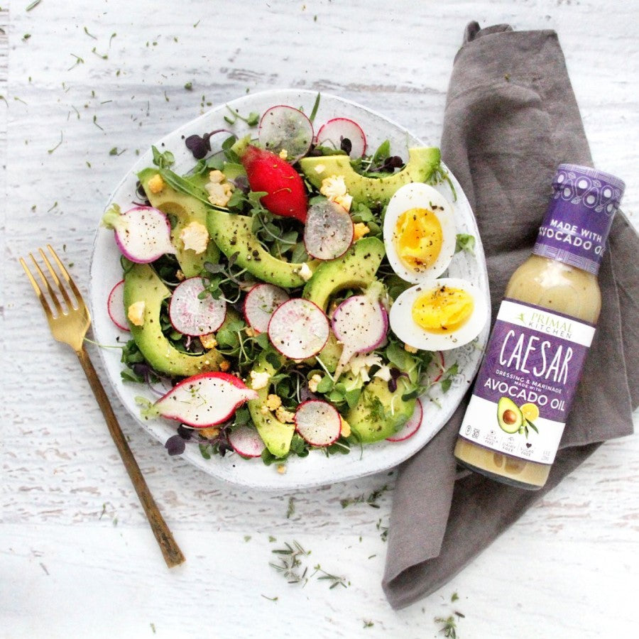 Primal Kitchen Dairy Free Creamy Caesar Dressing With Avocado Topped Salad