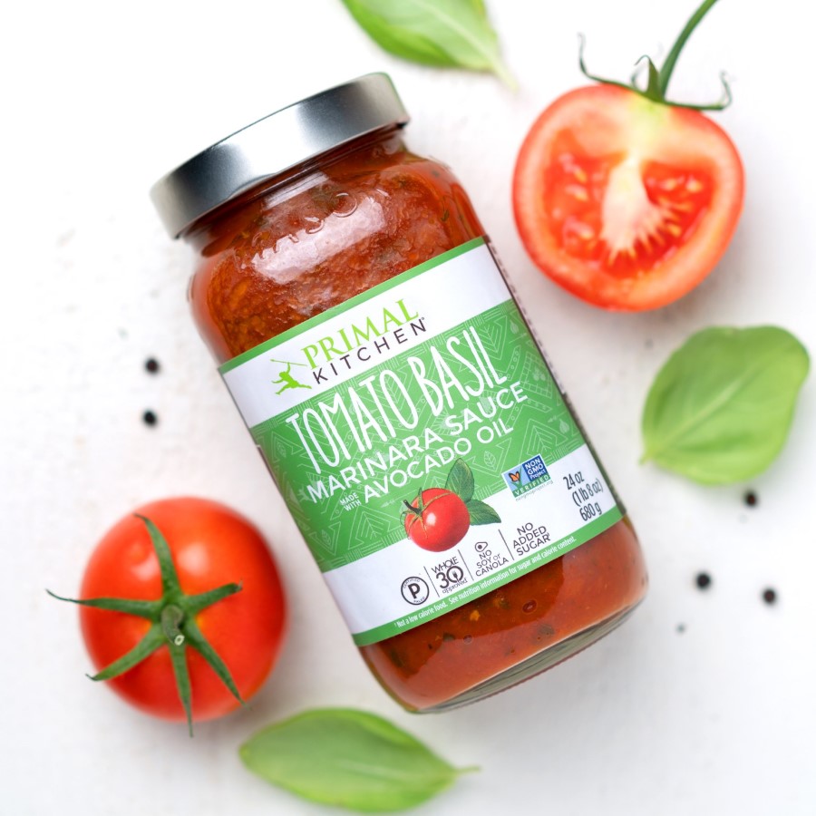 Primal Kitchen Whole30 Tomato Basil Marinara Sauce With Avocado Oil Fresh Tomatoes Basil Herbs