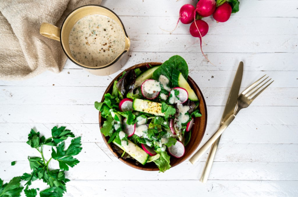Salad And Protein Ranch Dressing Made With Almond Protein Powder From Bob's Red Mill