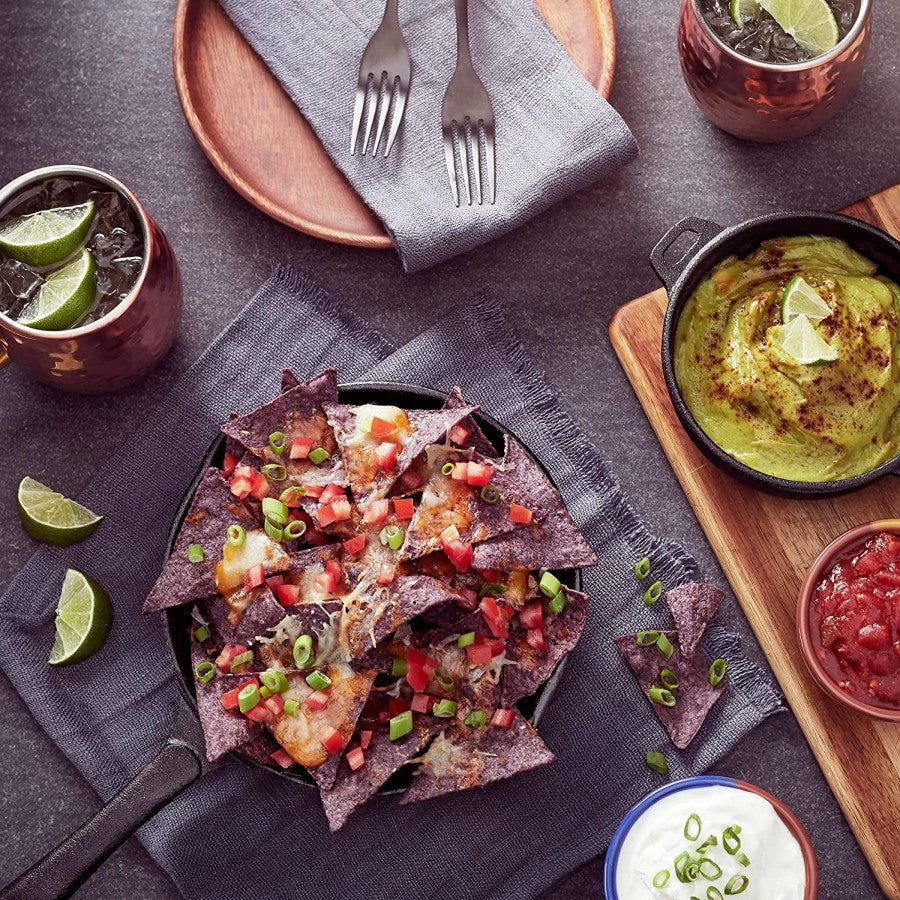 Non-GMO Corn Chips Moscow Mule Drinks And Nachos With Dips Organic Que Pasa Blue Tortilla Chips