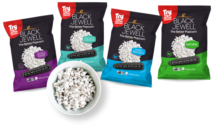 Black Jewell Organic Pre-Popped Popcorn Perfect for Snacking in Four Flavors