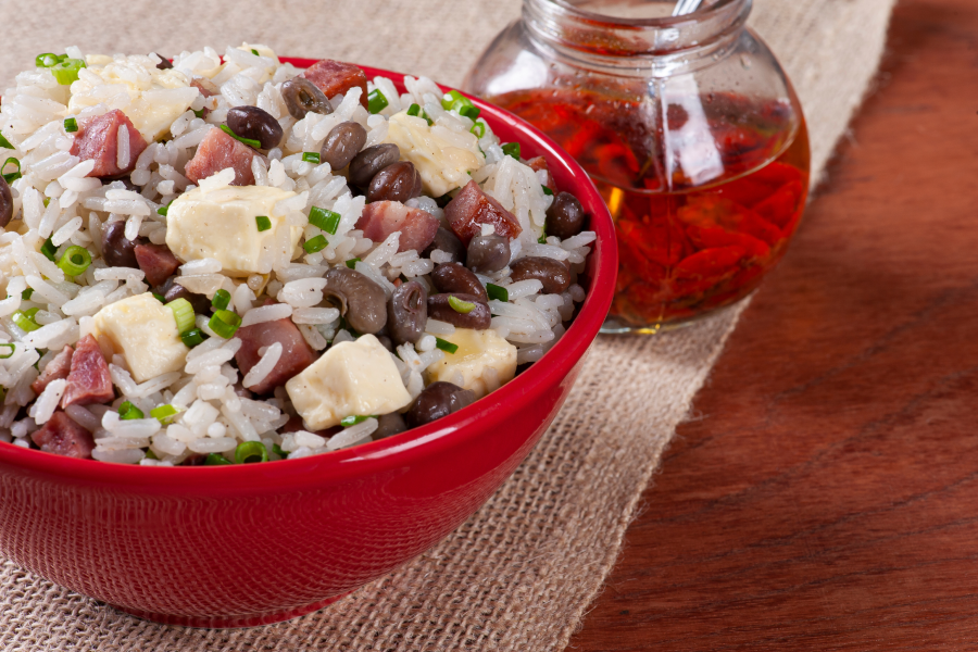 Healthy Rice And Beans Meal With Organic Chives From Terra Powders