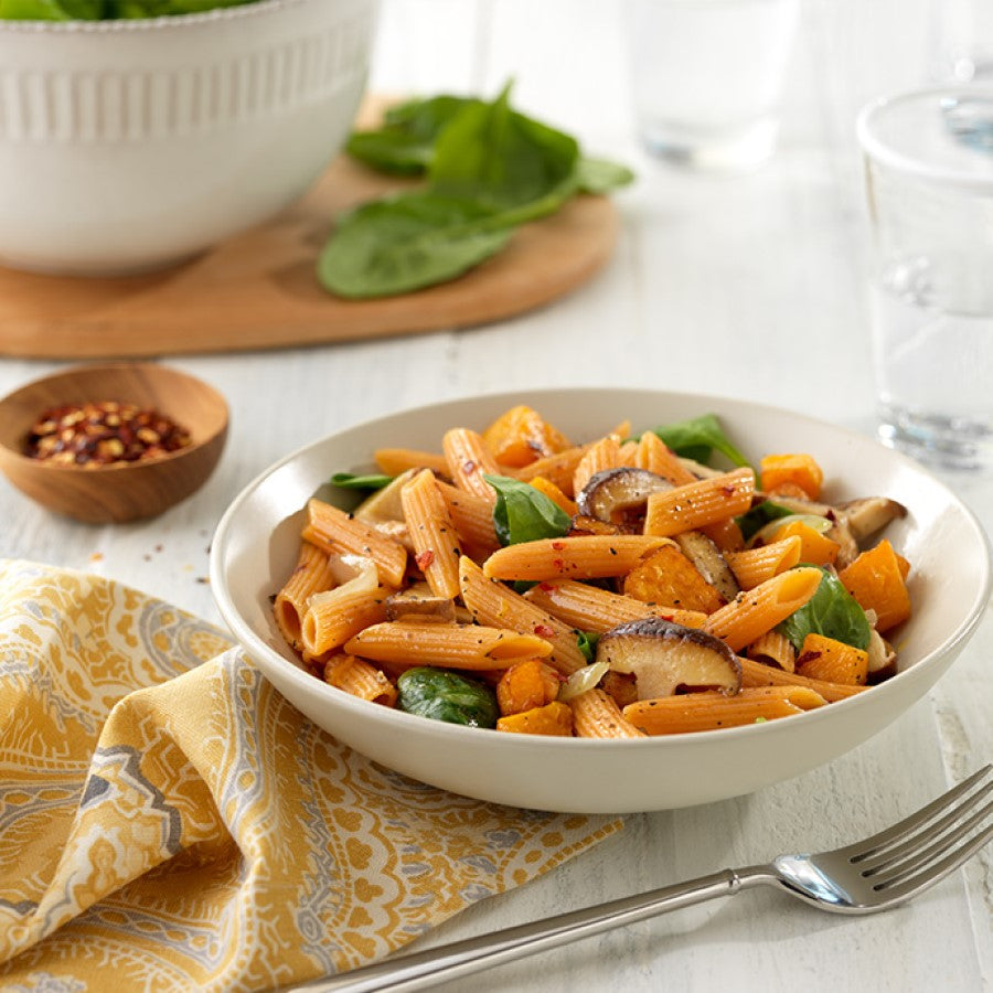 Tolerant Organic Red Lentil Penne With Butternut Squash And Wild Mushrooms Recipe