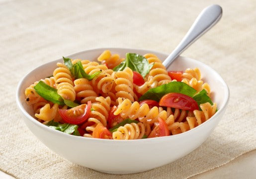 Red Lentil Rotini Spring Salad Using Tolerant Curly Pasta Noodles
