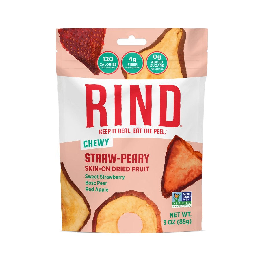 Rind Snacks Chewy Straw-Peary Skin-On Dried Fruit 3oz