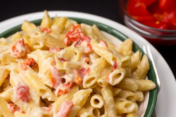 Roasted Red Pepper Penne Pasta Dish Made With Organic Noodles From Alessi