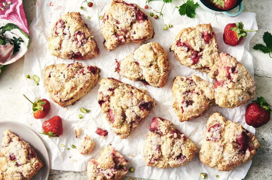Roasted Strawberry And Pistachio Scones Made With King Arthur All Purpose Flour