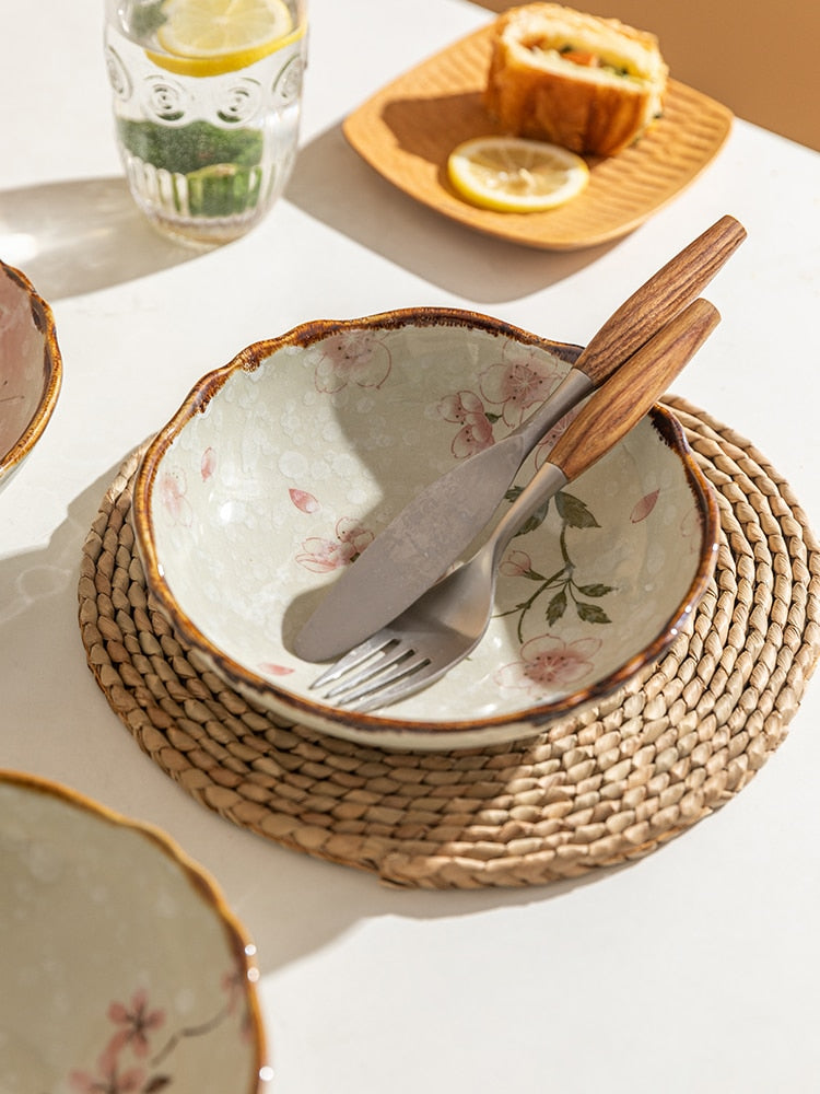 Handmade Dishware Floral Ceramic Bowl