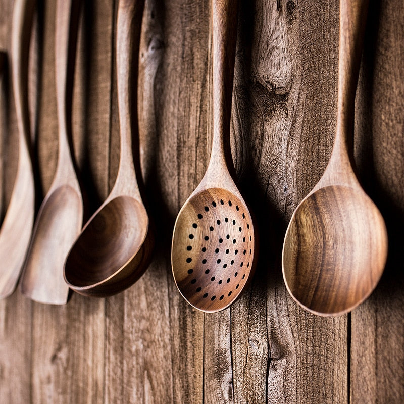 Teak Wood Kitchen Tools & Utensils - Durable & Natural
