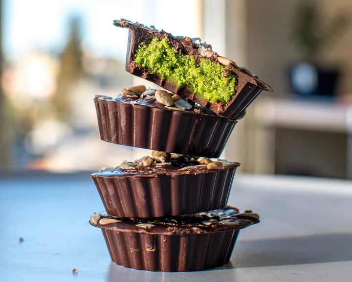 Chocolate Matcha Cups Recipe With Sprouted Sunflower Seeds From Go Raw