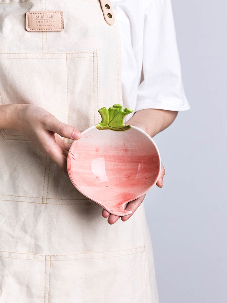 Home Chef Holding Radish Shape Ceramic Dish Stylish Vegetable Serveware