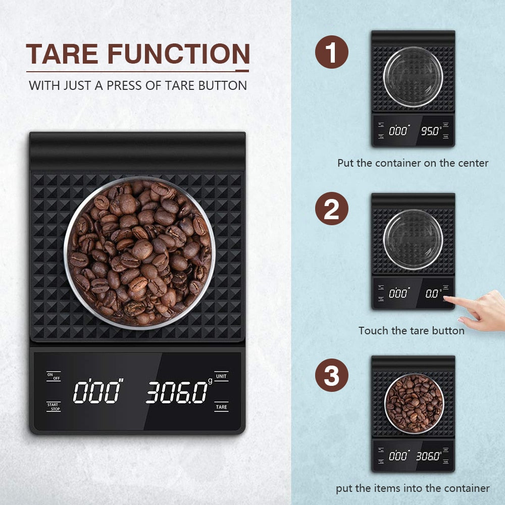 Kitchen Measuring Coffee Scale With Easy Tare Function For Precise Measurements
