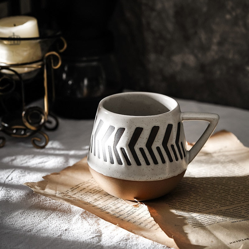 Nordic Style Orvar Arrow Ceramic Mug With Triangular Handle From Terra Powders