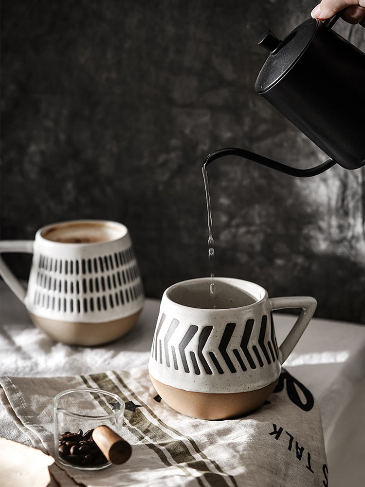 Pouring Into Icelandic Drinkware Ceramic Triangular Handled Mugs In Nordic Styles