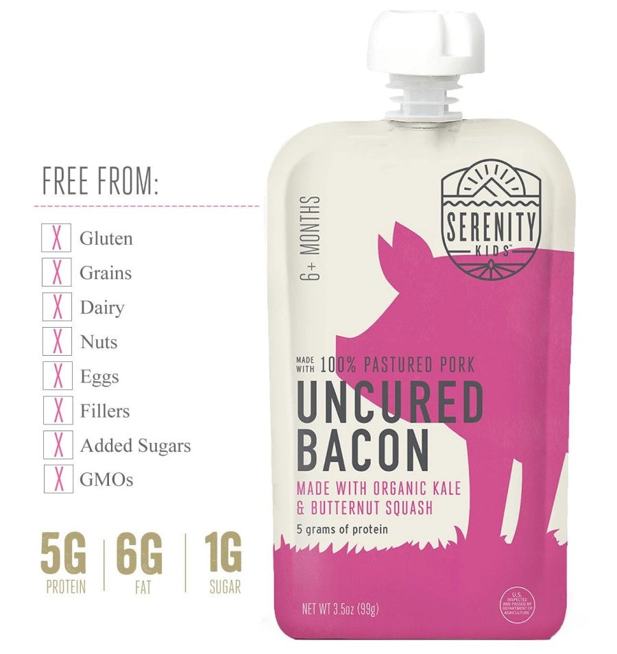 Serenity Kids Pasture Raised Pork Bacon Baby Food Is Free From Gluten Dairy Fillers Added Sugars GMOs