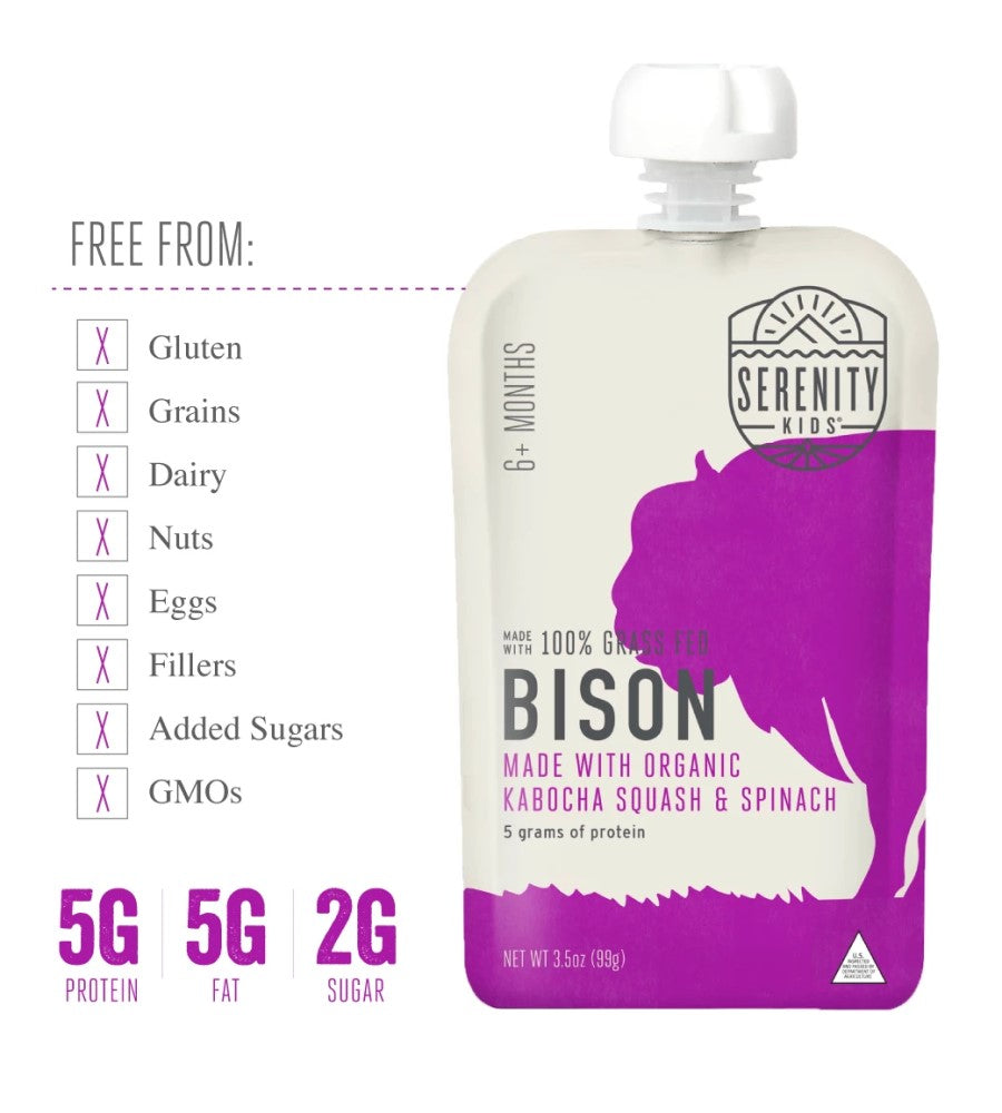 Serenity Kids Grass Fed Bison Baby Food Is Free From Gluten Dairy Fillers Added Sugars GMOs