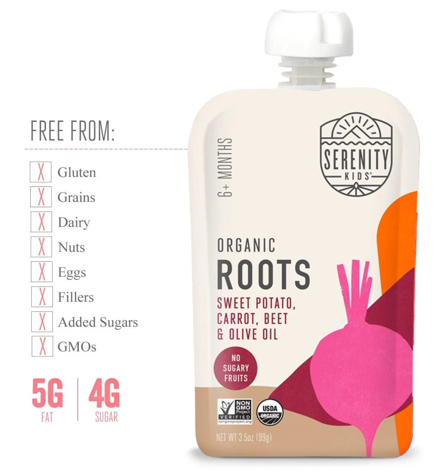 Serenity Kids Organic Roots Baby Food Is Free From Gluten Dairy Fillers Added Sugars GMOs
