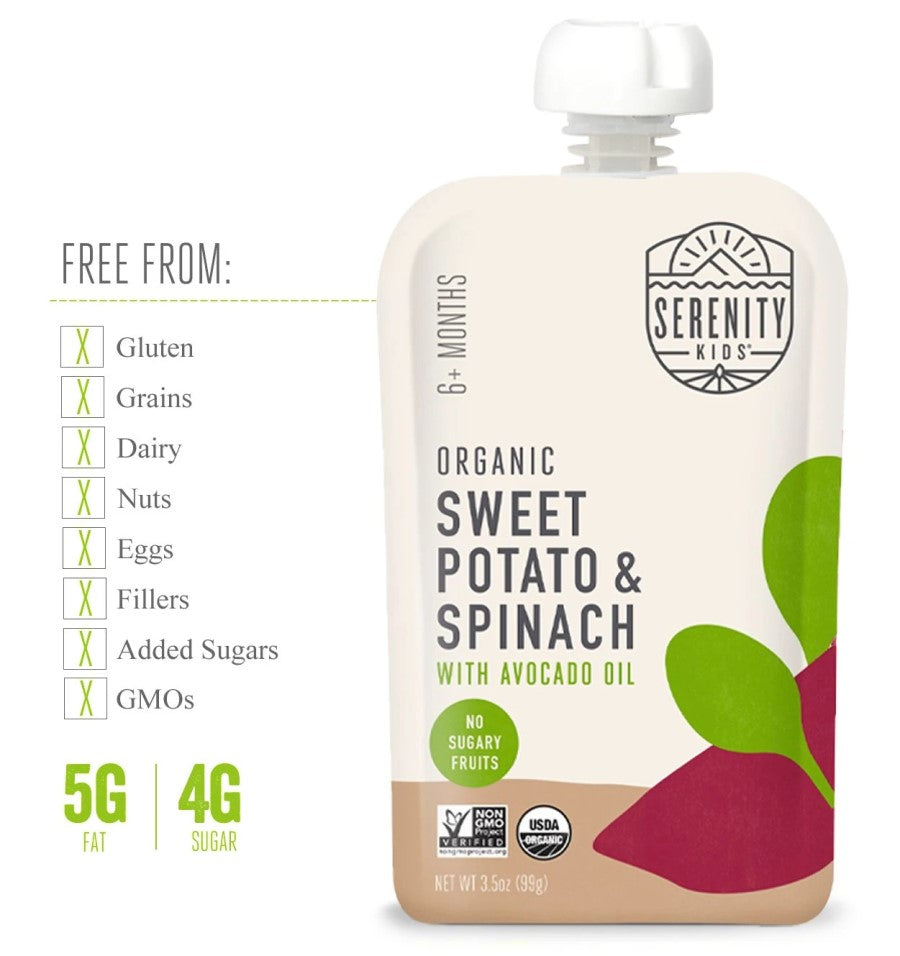 Serenity Kids Organic Sweet Potato And Spinach Baby Food Is Free From Gluten Dairy Fillers Added Sugars GMOs