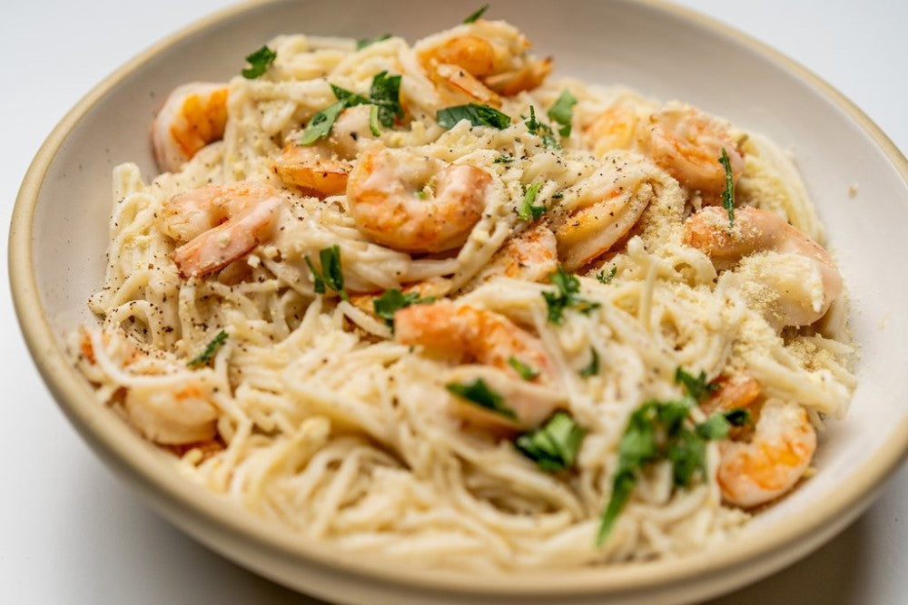 Shrimp Alfredo With Hearts Of Palm Pasta No Dairy No Gluten Primal Kitchen Recipe Using Garlic Alfredo Sauce