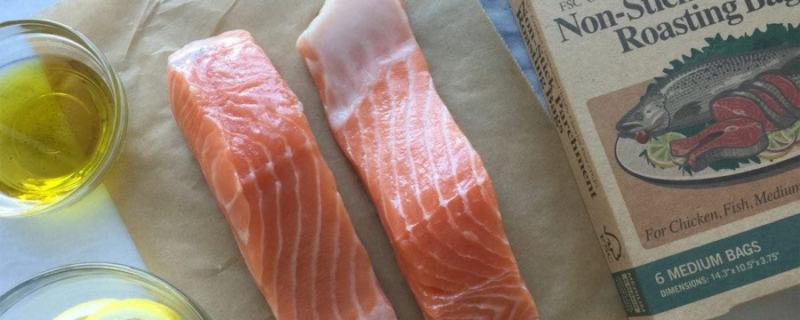 Simple Roasted Salmon Recipe Baked In Non-Stick If You Care Roasting Bags