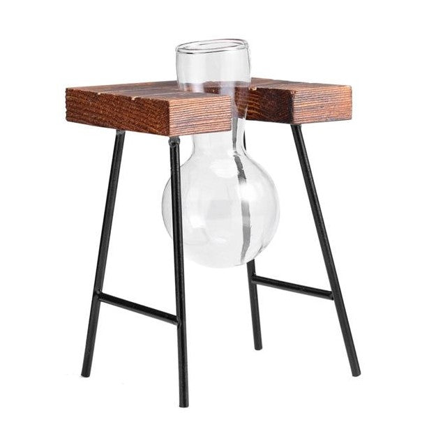 Glass & Wood Hanging Rack Tabletop Vases From Terra Powders