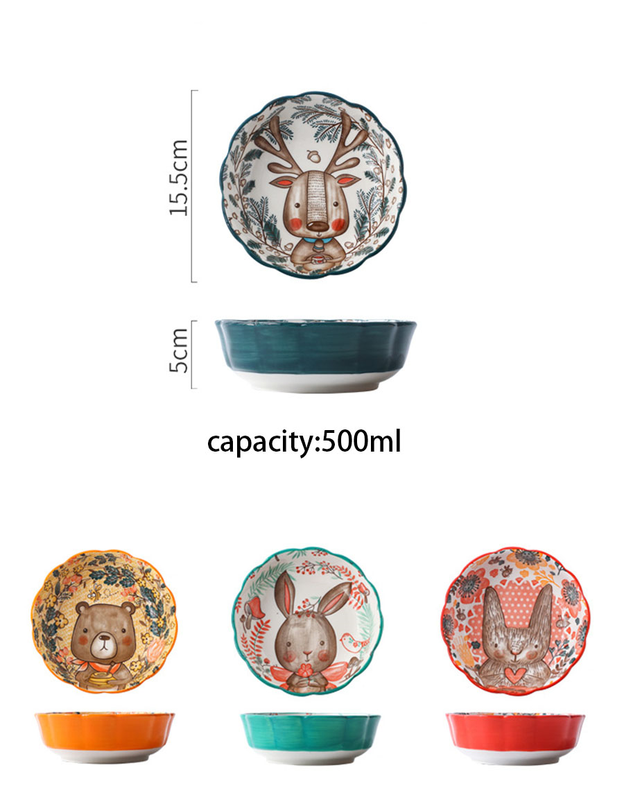 Oven To Table Bakeware Size Measurements Of Round Ceramic Scalloped Bowls In Adorable Nordic Forest Friends Prints