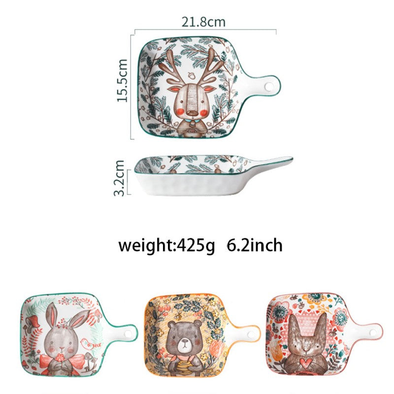 Oven To Table Bakeware Size Measurements Of Ceramic Square Baking Pans With Handle In Adorable Nordic Forest Friends Prints