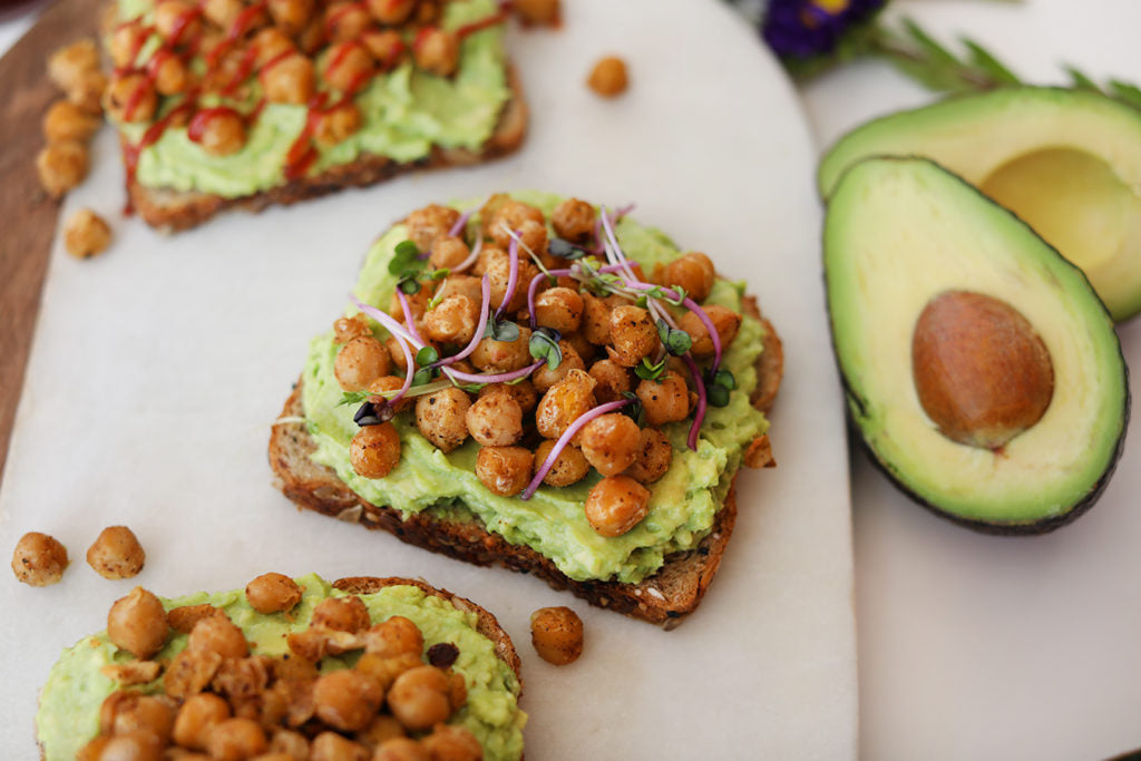 Spiced Chickpea Avocado Toast Recipe Made With Garbanzo Beans And Madhava Creamed Honey