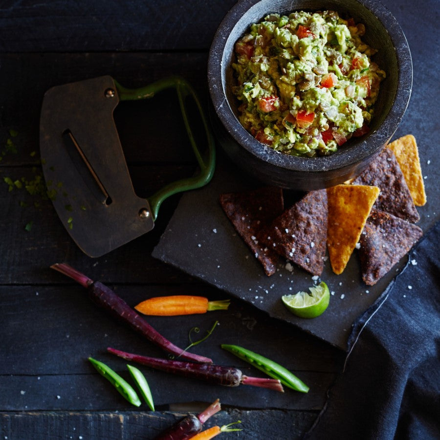 Organic Corn Chips And Spicy Lentil Guacamole Organic Green Lentils Sprouted From TruRoots