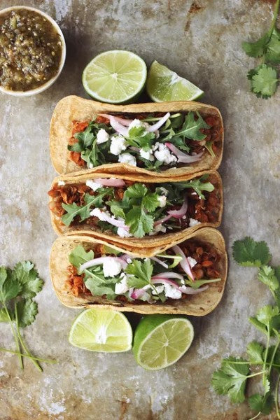 Terra Delyssa Olive Oil Organic Recipe Sprouted Lentil Tacos With Arugula And Feta Fresh Limes And Cilantro