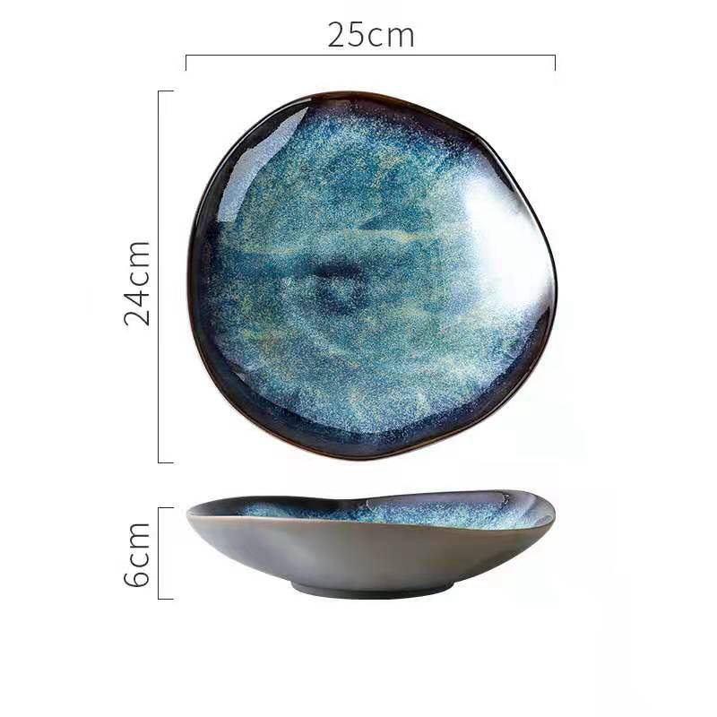 Stellar Ocean Irregular Shaped Ceramic Dish Style D Size Measurements