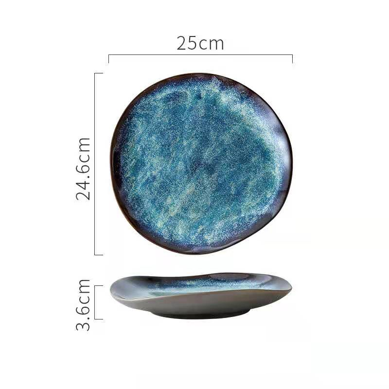 Stellar Ocean Irregular Shaped Ceramic Dish Style E Size Measurements