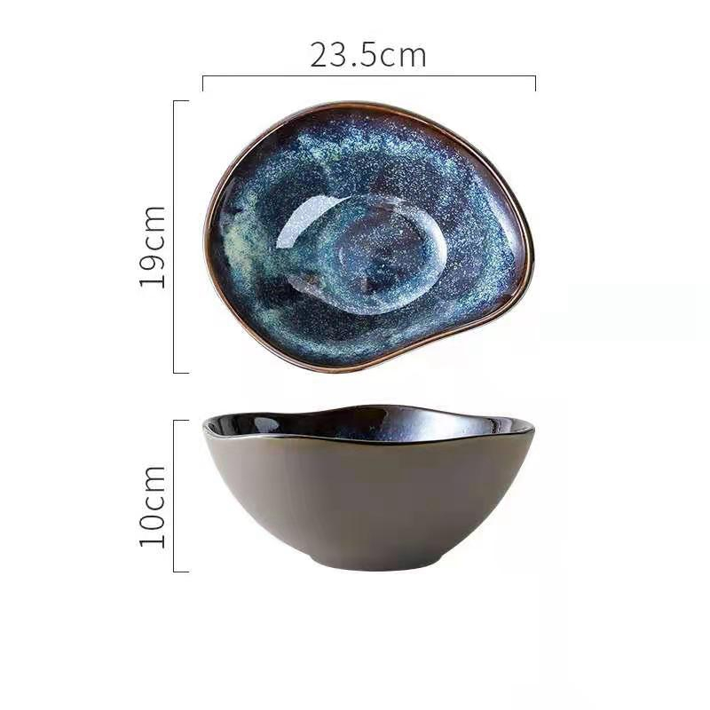 Stellar Ocean Irregular Shaped Ceramic Dish Style H Size Measurements