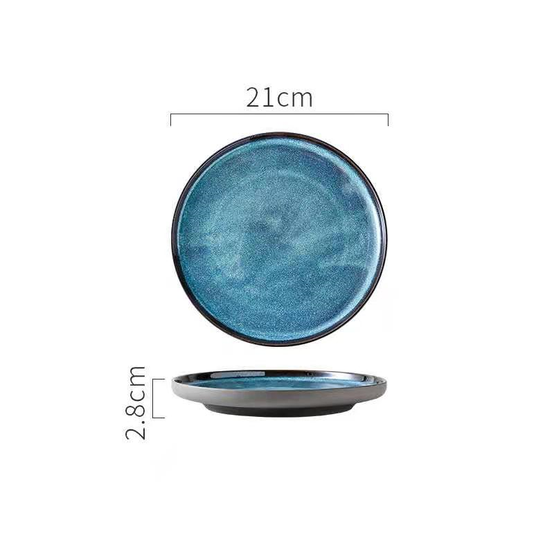 Stellar Ocean Round Ceramic Dish Style B Size Measurements