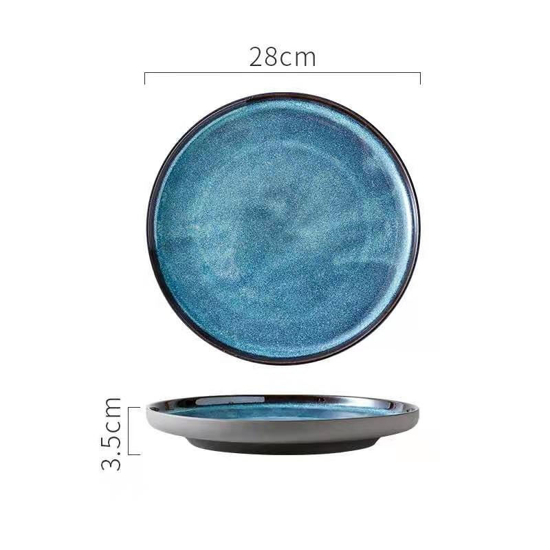 Stellar Ocean Round Ceramic Dish Style C Size Measurements
