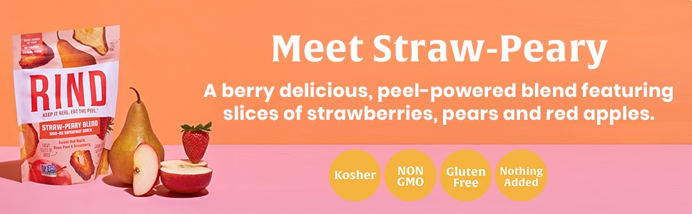 Meet Straw-Peary Berry Delicious Peel Powered Blend Slices Of Strawberries Pears And Red Apples Non-GMO Gluten Free Rind Dried Fruit Snack