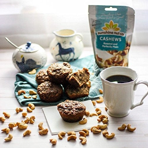 Roasted And Perfectly Plain Cashews With Coffee And Muffins Sunshine Nut Co. Bag Of Cashew Nuts